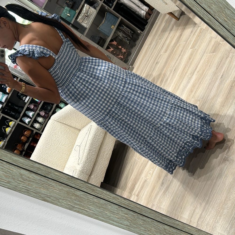 Shabby Chic Blue and White Gingham Dress - Picture 4 of 4